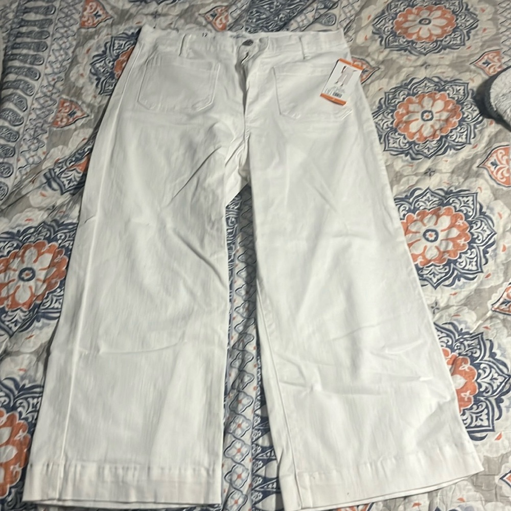 Jessica Simpson crop wide leg jean white